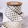 Cinta con estampado de puntos en la superficie resbaladiza, accesorio para el cabello con lazo DIY, accesorios para la parte superior de la ropa, regalo, empaque de flores, cinturón de lunares