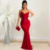 X5617 Transfronterizo Aliexpress Amazon Color Sólido Sexy Sin Tirantes Espalda Descubierta de Atar Ajustado Vestido Largo