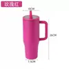 Taza con Asa de 40 oz Transfronteriza, Taza de Hielo de Gran Capacidad, Taza de Acero Inoxidable 304 al Vacío de Doble Pared para Coche, Taza Portátil con Popote