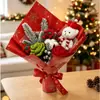 Ramo de Flores Artificiales Navideño Transfronterizo, Ramo de Flores de Hilo Puro Hecho a Mano, Ramo Terminado para Decoración del Hogar Navideño