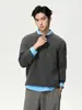 Mtlclothes Suéter de Punto para Hombre con Cuello Henry, Jersey Sencillo de Color Puro, Cálido, Casual, Básico, Versátil, Moderno