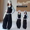 Pantalones de Otoño para Niñas 2026 Nueva Moda Sueltos de Pierna Ancha Casual Infantil Pantalones Cargo Azul Marino para Niños Mayores