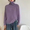 Suéter Pulóver de Cuello Alto Holgado Sencillo Estilo Coreano para Mujer Otoño Invierno Nuevo Estilo Adelgazante Versátil Top Básico de Punto