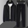 Traje Casual Masculino 2025 Primavera e Outono Novo Calça Longa Calça Longa Jaqueta com Capuz Moda Conjunto de Duas Peças Masculino Cor Sólida