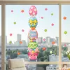 Vasos de Flores Rosa de Páscoa Enfeites Ovos Coloridos Decoração de Desenho Animado Loja Vidro Estático Porta Janela Adesivos Flores
