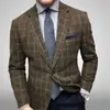 Nueva Chaqueta de Traje a Cuadros de Fila Única con Dos Botones de Comercio Exterior Transfronterizo para Hombre, Parte Superior de Traje Casual Ajustada para Hombre