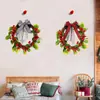 Corona de Guirnalda Artificial Navideña Decoración para Fiestas Navideñas en Casa Adorno Colgante Anillo de Guirnalda con Frutas Rojas Adorno para Colgar en la Puerta