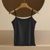 Camisola de Algodón Sin Costuras para Mujer, Top Corto de Algodón, Sin Mangas para Primavera y Verano, Color Sólido, Prenda Exterior, Camiseta Base