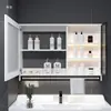 Gabinete con Espejo para Baño Montado en la Pared Puerta de Vidrio Estante Luz Inodoro Gabinete de Baño Espejo Montaje en Pared Montaje en Pared