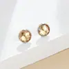 Aretes Redondos Facetados de Diamante de Color Multicolor con Bordes Metálicos, Aretes Básicos de Piedra de Imitación, Aretes Sencillos de Circonia de Colores para Mujer