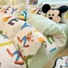 Conjunto de Tres Piezas de Algodón Puro con Estampado de Dibujos Animados, Conjunto de Cuatro Piezas de Waffle 100% Algodón Amigable con la Piel Disney, Ropa de Cama para Estudiantes Adecuada para Todas las Estaciones