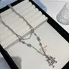 Colar Pingente Cruz Camada Dupla Punk Hip Hop Retrô Trinta Caracteres Feminino Nicho Menina Apimentada Corrente de Suéter Personalidade de Alto Padrão Tendência