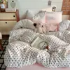 Conjunto de cama em gaze de algodão puro de camada dupla, estilo Ins, com quatro peças, adequado para dormir sem roupa, qualidade Grau A, incluindo uma capa de edredom, lençol de baixo e fronha, perfeito para dormitórios e uso na maternidade, todo feito de 100% algodão