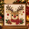 Kit DIY de Pintura de Pérolas de Natal 5D Papai Noel Rena com Borda Impressa Pintura Diamante Artesanal Decoração de Casa