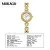 Reloj de Pulsera Mokago Popular Transfronterizo Francés Retro Verde Esmeralda Cuarzo para Mujer, Reloj de Pulsera Estilo Vintage de Lujo Ligero