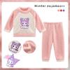 Pijamas de felpa cálidos de dibujos animados para niños y niñas, ropa de casa japonesa con cuello redondo, novedad de invierno de 2025