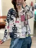 Nuevo Top de Punto Versátil Juvenil Casual de Algodón Hilo Estampado Holgado Cuello Redondo Manga Larga Chaqueta para Mujer Otoño/Invierno 2026