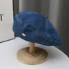 Boina de Moda Versátil Estilo Coreano para Adelgazar la Cara Sombrero de Artista de Moda Boina de Mezclilla Retro Japonesa para Mujer