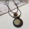 Colar de Metal Antigo Retro Estilo Étnico Boêmio Simples Versátil Anel Longo Pingente de Tecido
