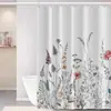 Cortina de Ducha Transfronteriza Patrón Floral de Diente de León Mariposa Impresión Digital Impermeable y Antimoho para Baño Inodoro Cortina Divisoria