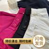 A4888 Verano Nuevo Estilo Coreano Holgados Casual Combinan con Todo Transpirables Frescos Pantalones de Cintura Alta Pantalones de Cinco Cuartos Pantalones de Longitud Media