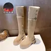 Botas de Equitação de Cano Alto com Solado Grosso Femininas 2026 Novidade de Outono Botas de Salto Alto Acima do Joelho com Forro de Veludo Usáveis de Duas Formas Temperamento Tendência Botas Longas