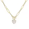 Collar transfronterizo europeo y americano de cobre chapado en oro de 18K con microincrustaciones de diamantes de colores en forma de corazón y lazo para mujer, dulce y versátil, venta al por mayor