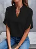 Amazon Europa e América Comércio Exterior Transfronteiriço Feminino 2025 Verão Casual Cor Sólida Decote em V Solto Camisa Top Feminino
