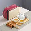 Juego de té Kung Fu portátil para viaje, traje, tetera mini simple, regalo de mano para bienes raíces de negocios, LOGOTIPO