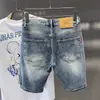 Shorts jeans retrô estilo americano, lavagem de verão e acabamento desgastado, corte reto solto, novos shorts casuais masculinos da moda