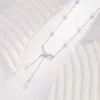 Collar de Borla de Perlas con Intervalos de Lazo Cadena de Clavícula Versátil de Verano Lujo Ligero Joyería de Gama Alta