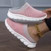 Verano 2025 Nuevo Transfronterizo Transpirable Calcetines Tejido de Mosca Medio Zapato de Mujer Ligeros Casuales Deportivos Zapatos de Mujer Talla Grande Pantuflas