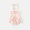 Enterizo Dulce de Verano para Bebés y Niños Pequeños, Fresco y Elegante Enterizo de Encaje con Mangas Voladas para Bebés Niñas