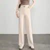 Pantalones de Pierna Ancha Estrecha de Cintura Alta Nuevos de Primavera y Verano Moda Elegante Pantalones Laterales Cintura Elástica Elástica Pantalones Rectos