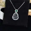Colar Irregular Geométrico de Prata S925 com Inlay de Espuma de Água e Jade Cadeia da Clavícula com Fecho Ruyi Design de Nicho Colar para Outono e Inverno para Mulheres