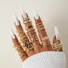 Conjunto de Anéis Femininos Cruzados Criativos Simples de Temperamento Anéis Empilháveis Ajustáveis Abertos com Pedras Strass Inlaid de Alta Qualidade