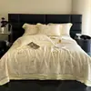 Juego de colcha de verano de 60 hilos Lenzing Tencel con estampado digital, juego de cuatro piezas con bordes anchos calados, ropa de cama de comercio exterior, compra al por mayor