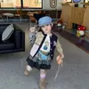 Conjunto de cárdigan y suéter de bloques de color para niñas, nuevo abrigo de punto de otoño, falda de capas dulce y linda, tendencia transfronteriza