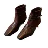 Versión de cuero suave~Botines cuadrados retro para mujer, nuevo estilo otoño/invierno, elegantes botas estilo Martin con diseño interior para aumentar la altura, botas de ajuste ceñido