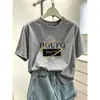 Camiseta de manga corta tie-dye azul con diseño único para mujer, moderna y versátil, adelgazante, hombro normal, top de algodón puro, verano 2026