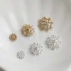 Pulseira Base Flor Oca de Zircônia Preserva-Cor Banhada a Ouro 14K com Tampa de Cristal Pérola Girassol Acessórios de Joias DIY