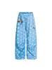 2025 Nueva Tendencia Nacional Estampado Completo de Huella de Perro Colgante de Cachorro Pantalones Casuales Pantalones Rectos Sueltos Pantalones Largos hasta el Suelo para Mujer Versátiles