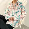 Camisa Floral Retro de Manga Larga Estilo Hong Kong para Hombres y Mujeres, Estilo Perezoso, Caída Suelta, Seda Helada Delgada, Nicho, Camisa Protectora Solar para la Playa
