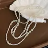 Colar Redondo Retro Francês com Contas de Pérola, Corrente de Clavícula Elegante Estilo Palácio, Luxo Acessível e Colar de Alta Qualidade para Mulheres