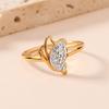 Joyería europea y americana de acero de titanio nueva, personalidad simple, corte alas de mariposa, anillo de diamante de arcilla incrustado, anillo chapado en oro de 18k