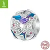 Ziyun Prata original gradiente óleo pingado Pica-pau diy pulseira acessórios de miçangas pássaro fresco S925 miçangas de prata esterlina