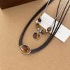 Collar de Cuero con Cuentas Ojo de Tigre para Mujer Otoño e Invierno Vintage Lujo Ligero Gama Alta Nicho Versátil Cadena de Lana Maillard Tendencia