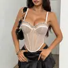 Sujetador Camisola de Malla con Perlas Más Vendido de Amazon para Mujer, Elegante Prenda Exterior sin Espalda, Ropa Interior Adelgazante, Sujetador Sexy de Varillas Transfronterizo