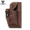 Riñonera táctica de cuero de vaca para hombre, estilo retro de comercio exterior, con llavero y cinturón de cuero genuino para teléfono móvil, de Caballo Loco, para exteriores