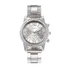 Reloj para Mujer Comercio Exterior Nuevo Estilo Reloj para Mujer Vintage Cuarzo Esfera Romana Banda de Acero Dorado Reloj con Pedrería para Mujer